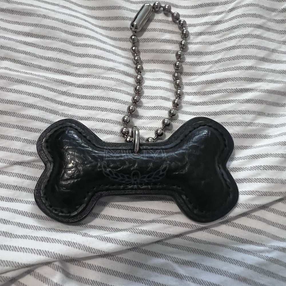 Black and Blue Monogram MCM Bone Dog Charm